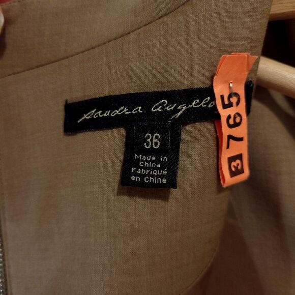 Sandra Angelozzi Taupe Dress with Black Lace Waist - Picture 9 of 13
